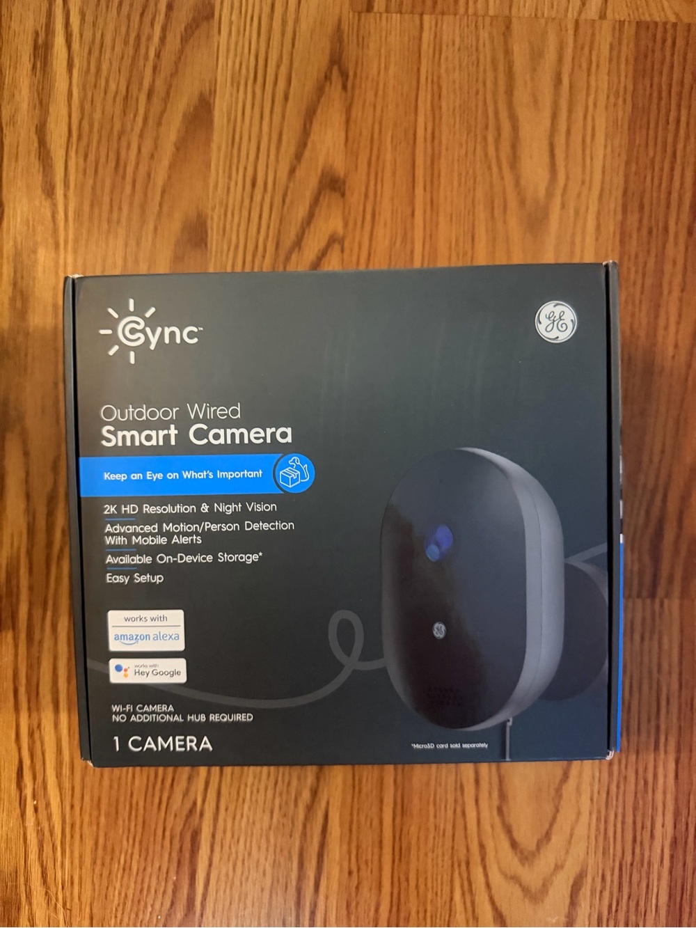 GE Cync Outdoor Wired Smart Camera 2K HD Resolution & Night Vision- Black